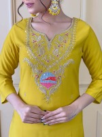 Yellow Viscose Readymade Kurti